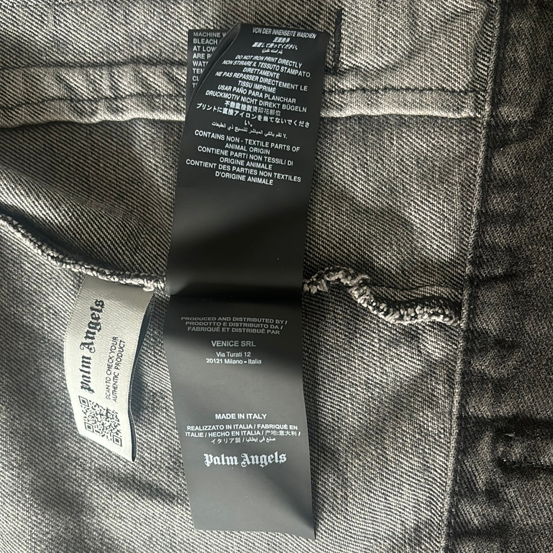 Palm Angels Denim Jacket Back Logo Grey
