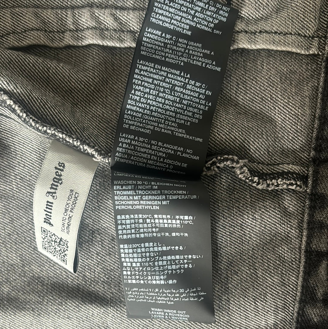 Palm Angels Denim Jacket Back Logo Grey