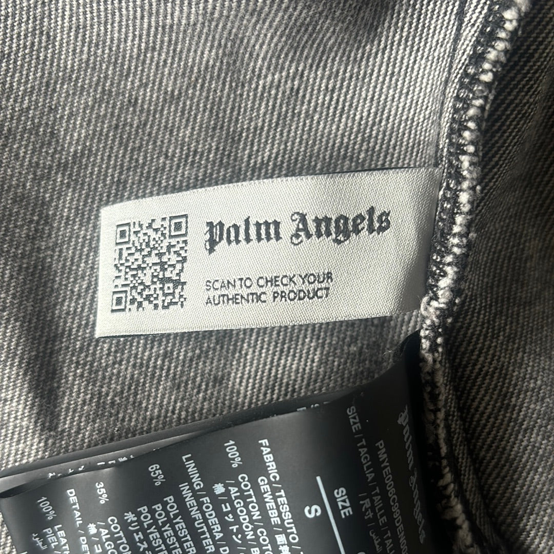 Palm Angels Denim Jacket Back Logo Grey