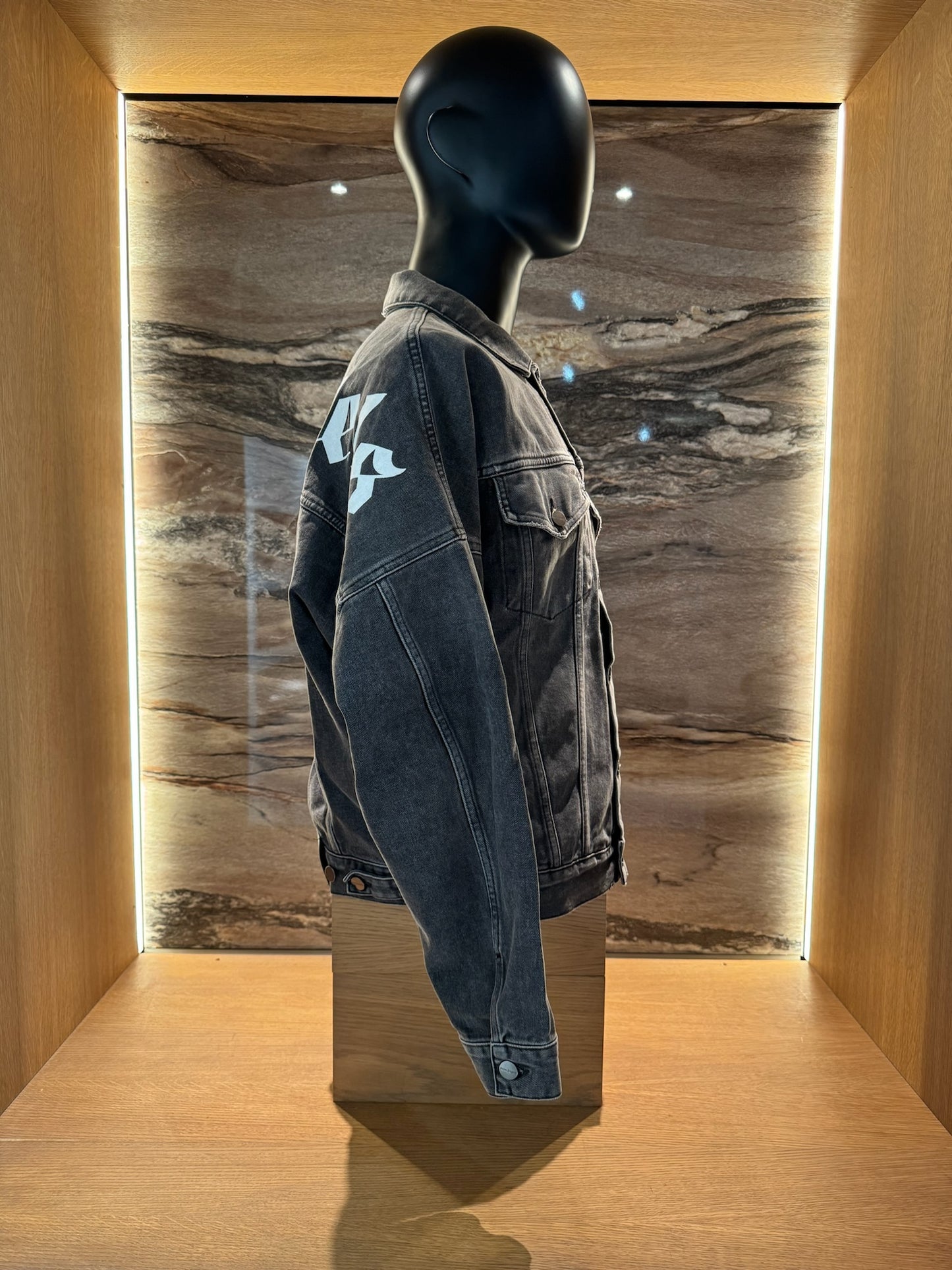 Palm Angels Denim Jacket Back Logo Grey