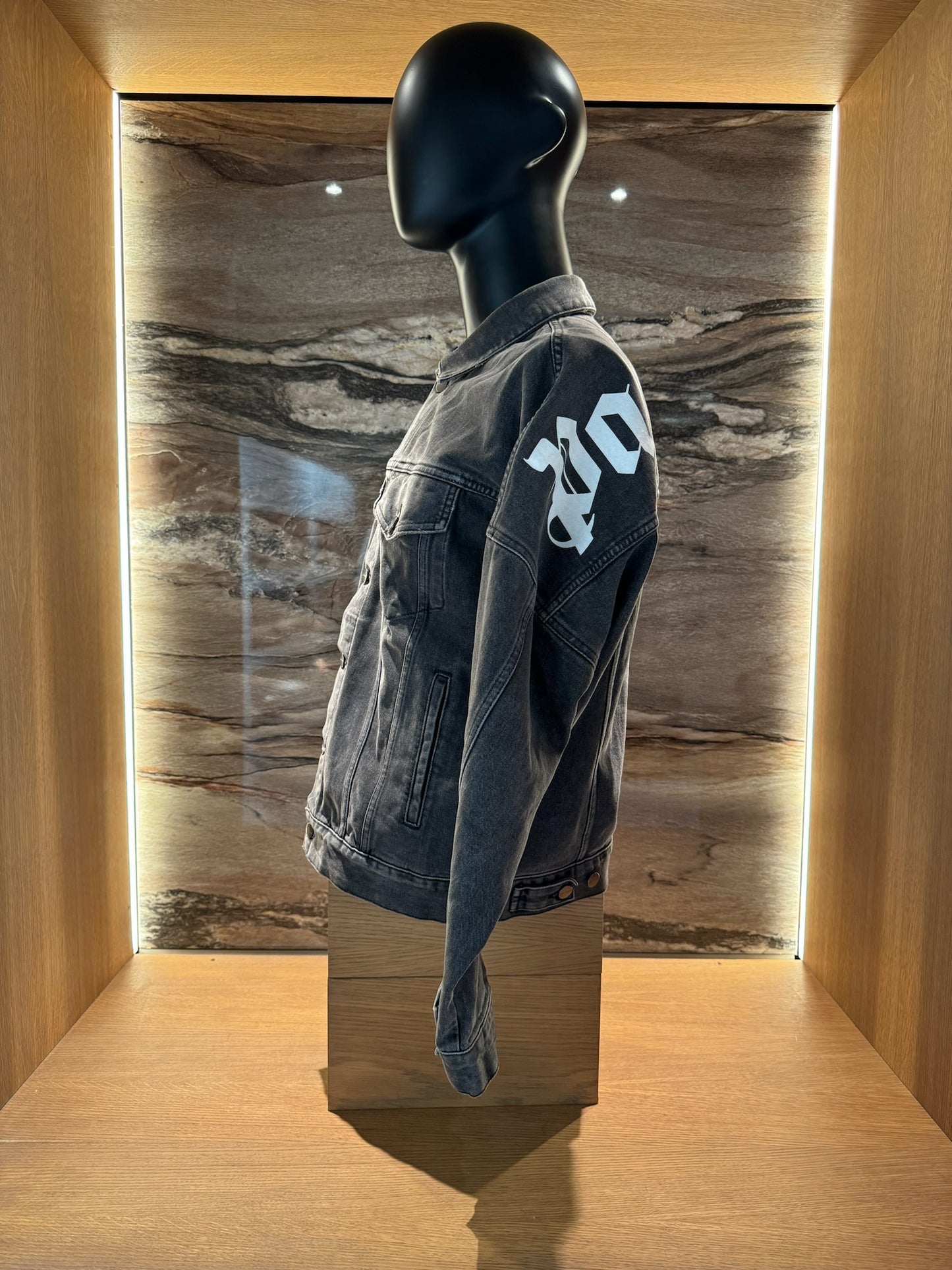 Palm Angels Denim Jacket Back Logo Grey