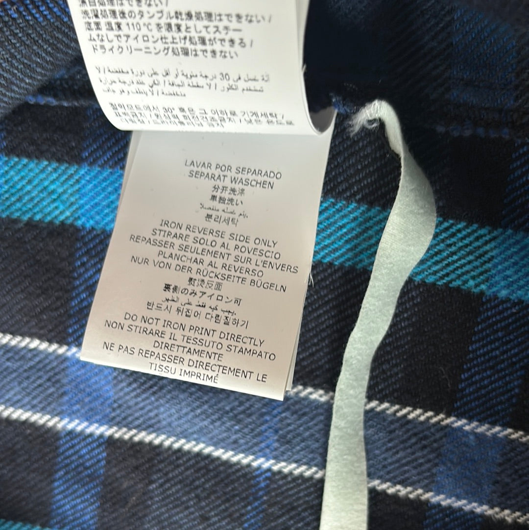 Off White Flannel Shirt Blue Print