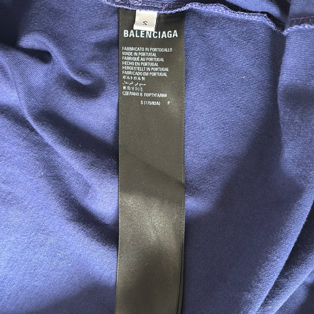 Balenciaga T-Shirt Oversized Logo Blue