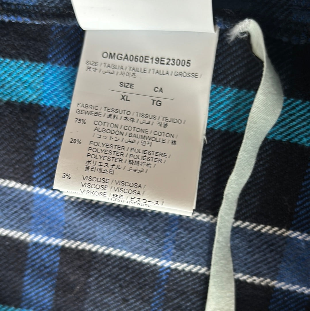 Off White Flannel Shirt Blue Print