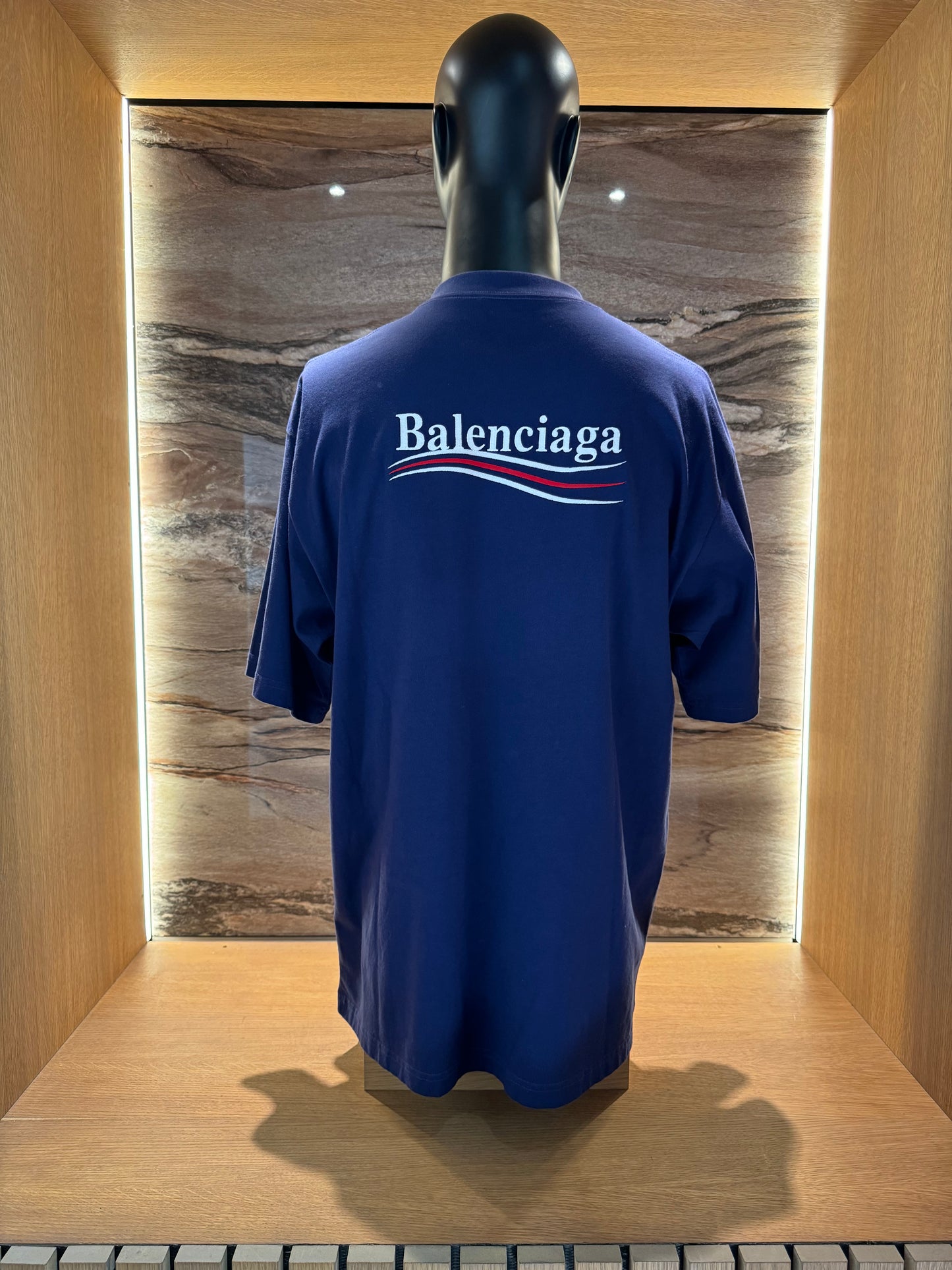 Balenciaga T-Shirt Oversized Logo Blue