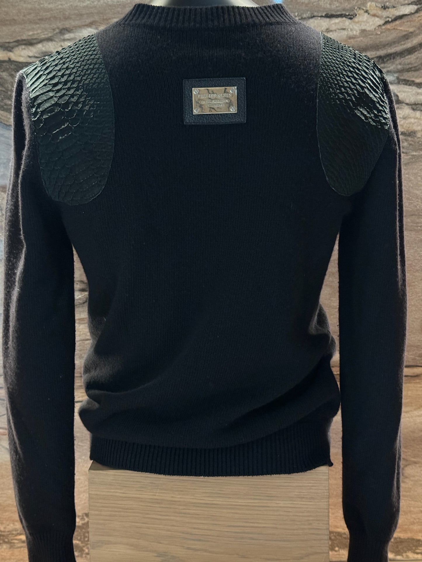 Philipp Plein Sweater V-Neck Phyton Leather