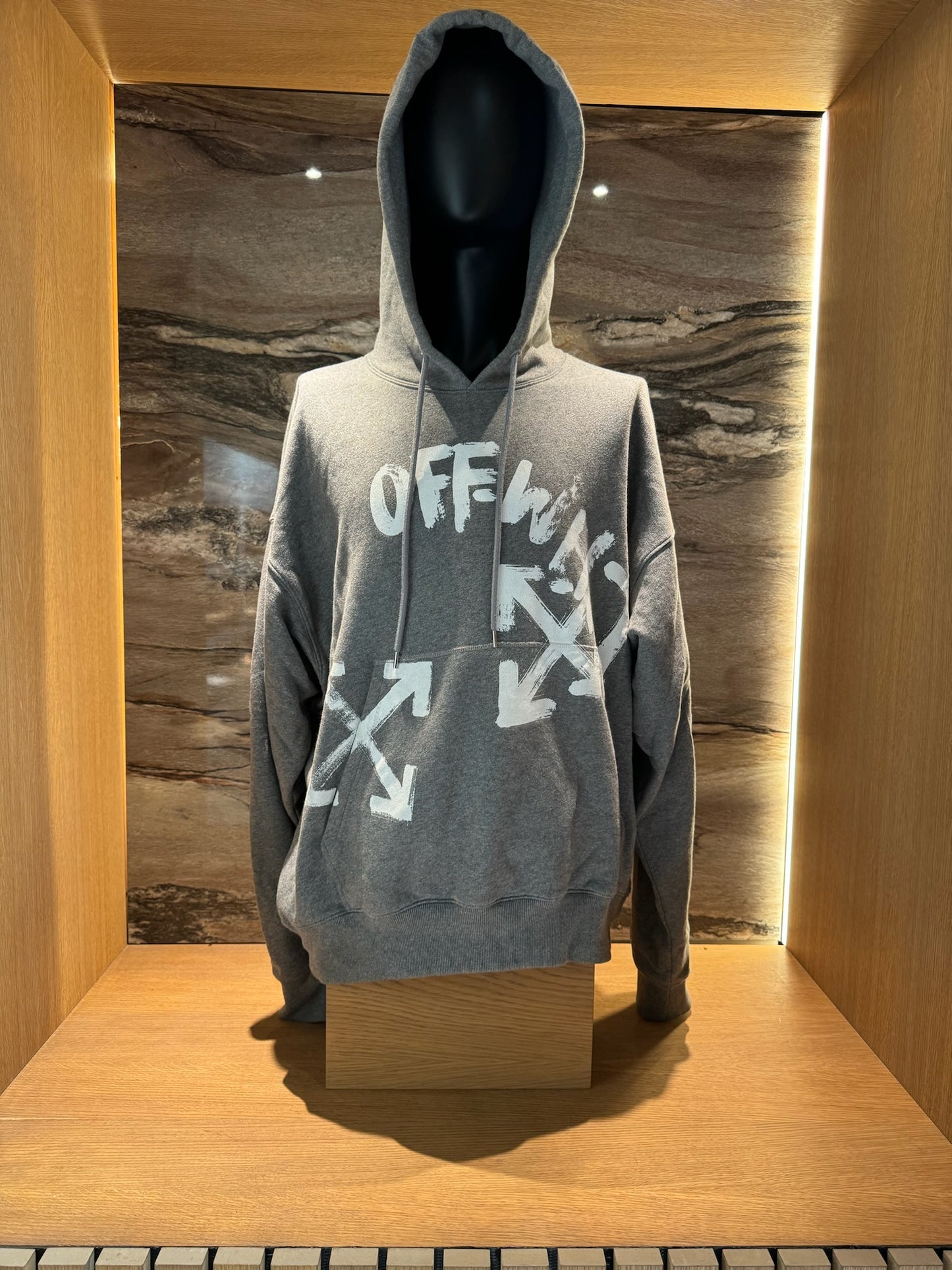 Off White Hoodie Grey Logo Arrow